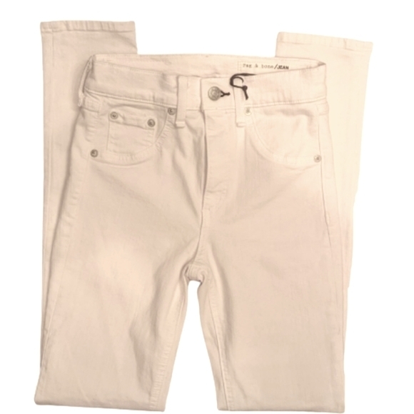 NWT Rag & Bone high rise ankle skinny white denim stretchy jeans size 23 - Picture 4 of 10